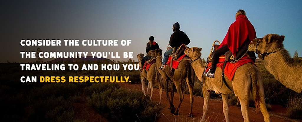 Students riding on camels as a part of a Rustic Pathways travel program