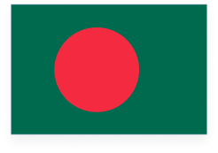 The flag og Bangladesh. Green with a red circle