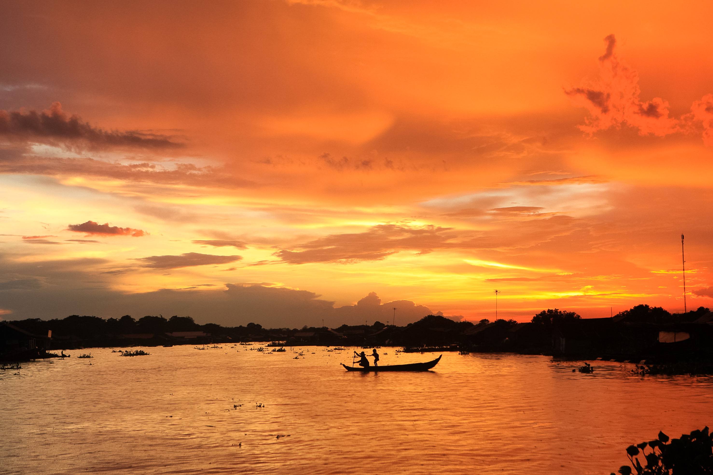 orange sunset in Cambodia