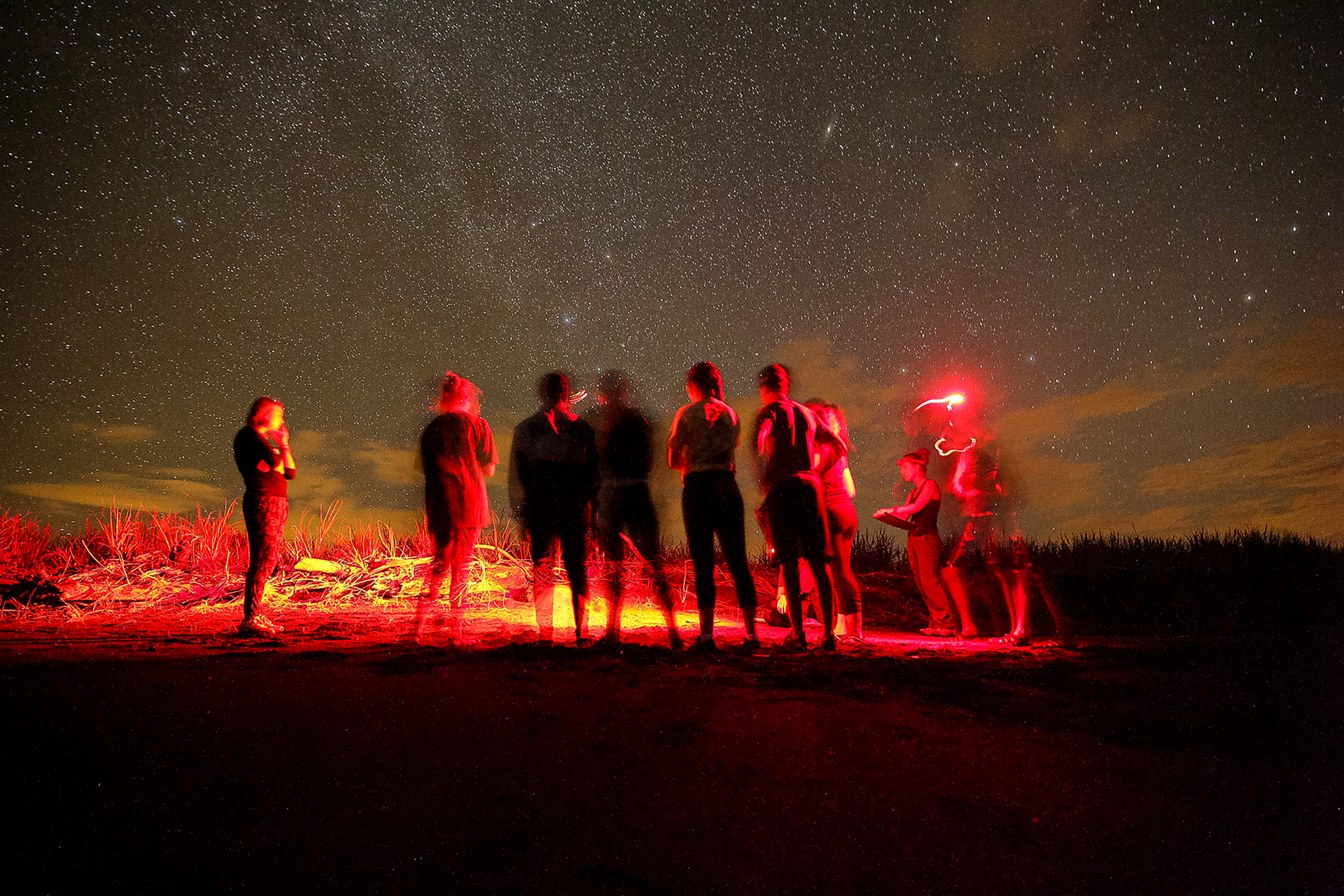 Picture of a night walk along the beach looking for nesting turtles in Costa Rica.