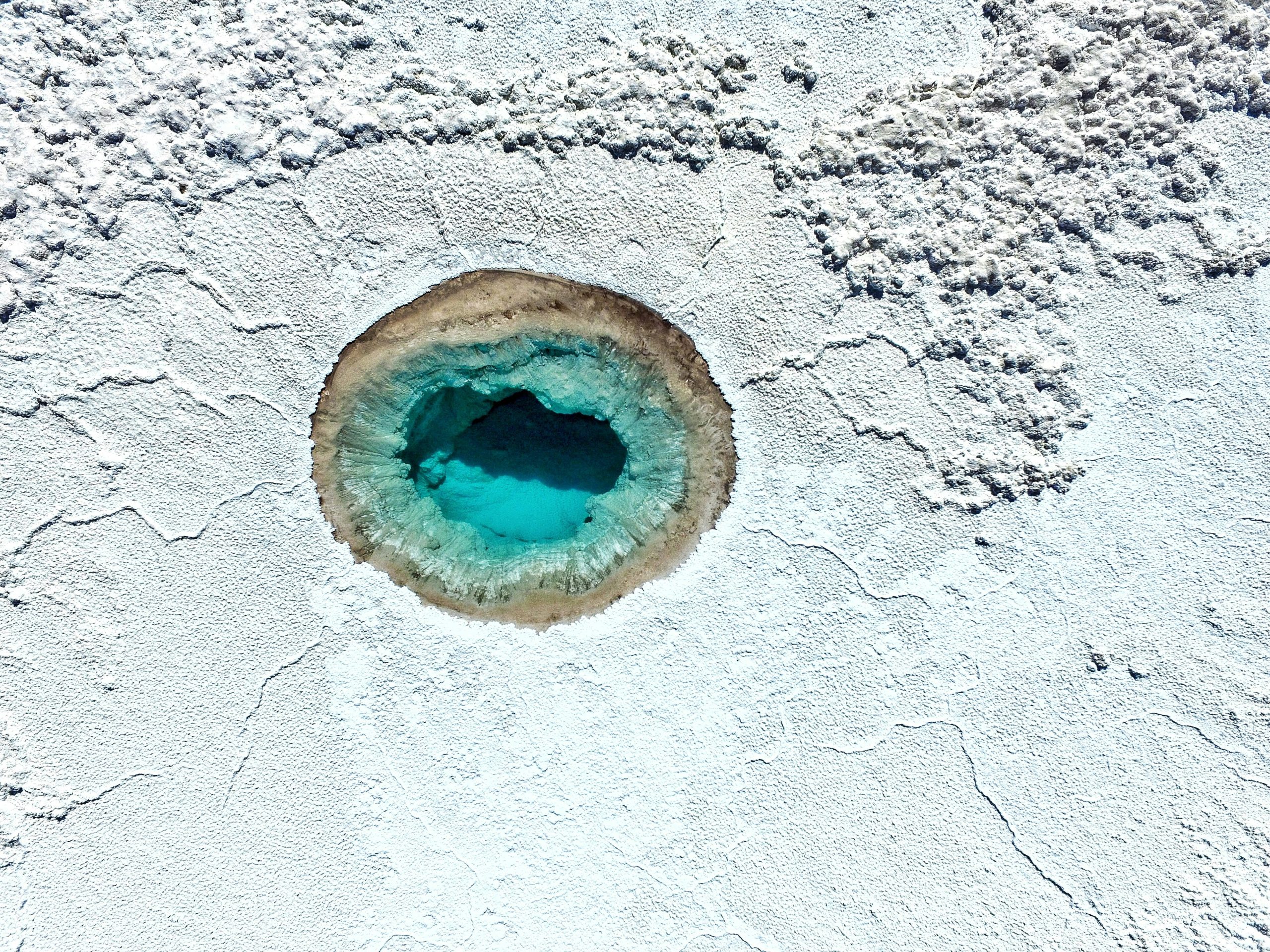 Bright, clear and blue lagoon found in the San Pedro de Atacama region in Chile.
