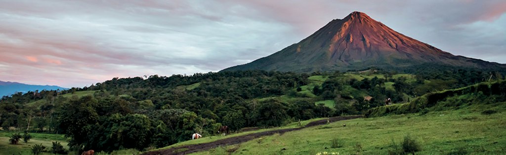 Arenal Volcano at sunset in Costa Rica
