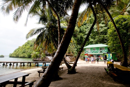 Students on a beachside service program for teens in the Dominican Republic