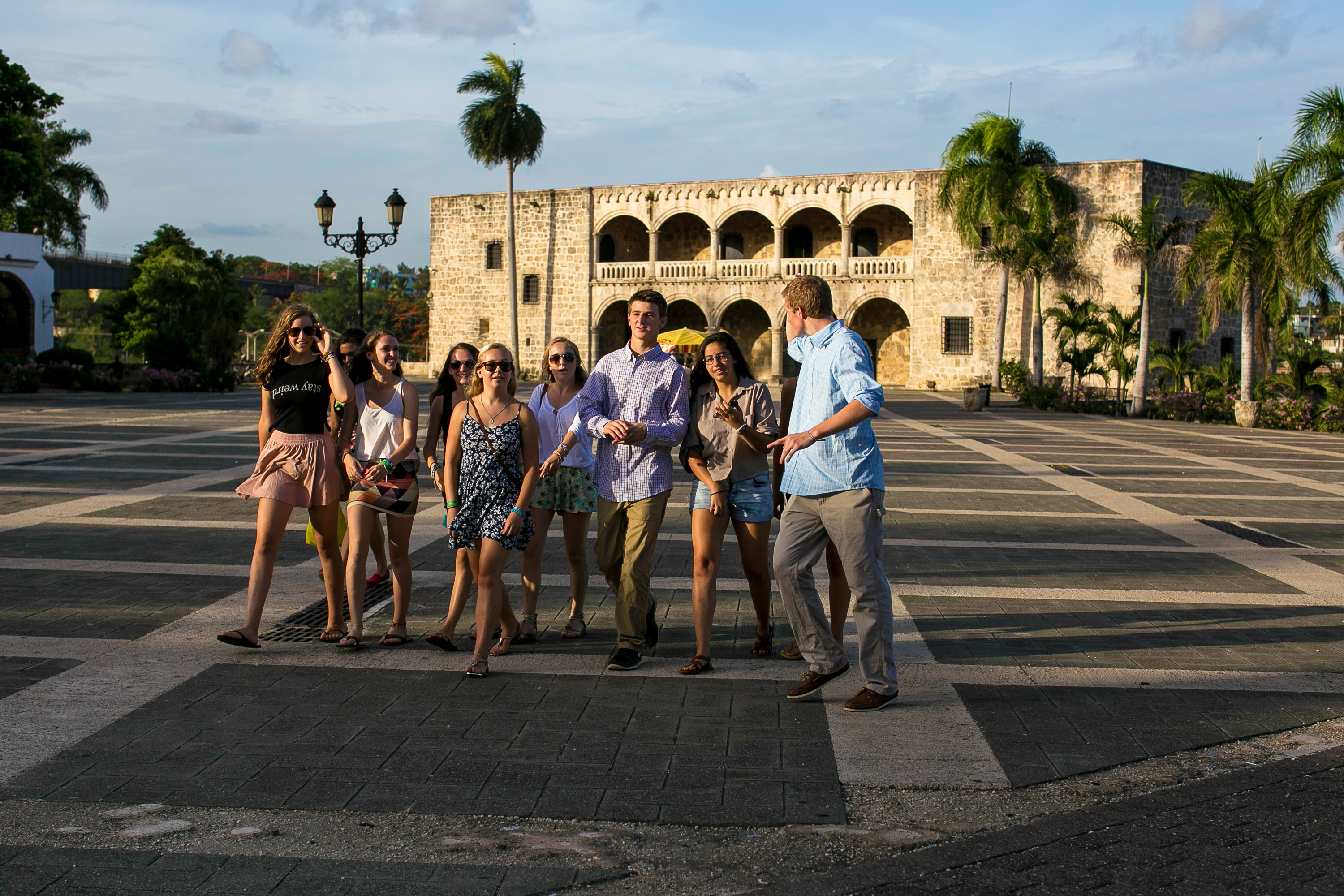Students walking around the Colonial Zone of Santo Domingo in the Dominican Republic.