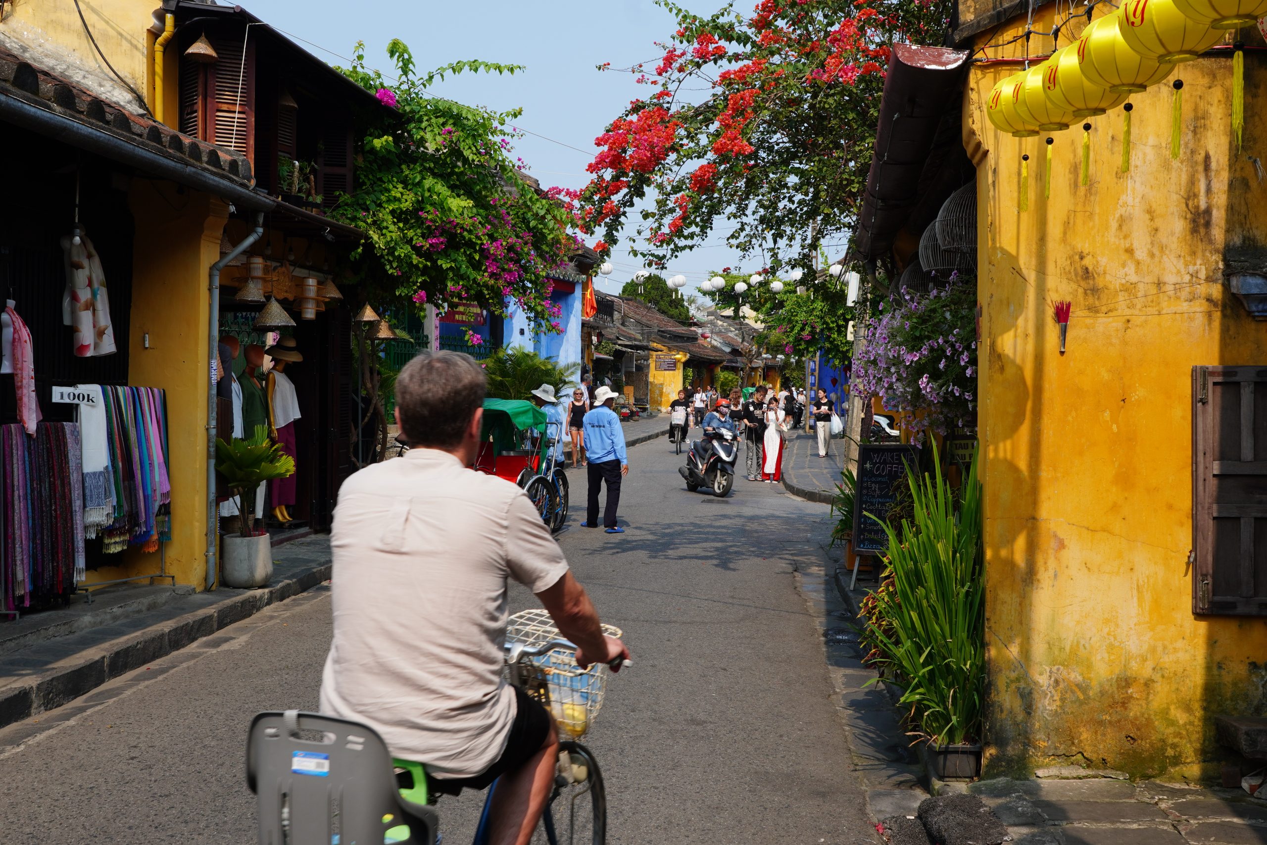 Traveler preparing a motorbike for a journey through Vietnam’s scenic countryside.