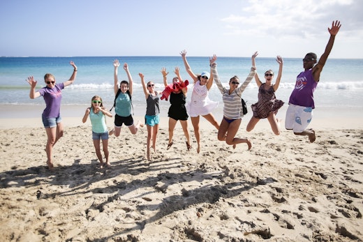 Students on an island service program for teens in Fiji