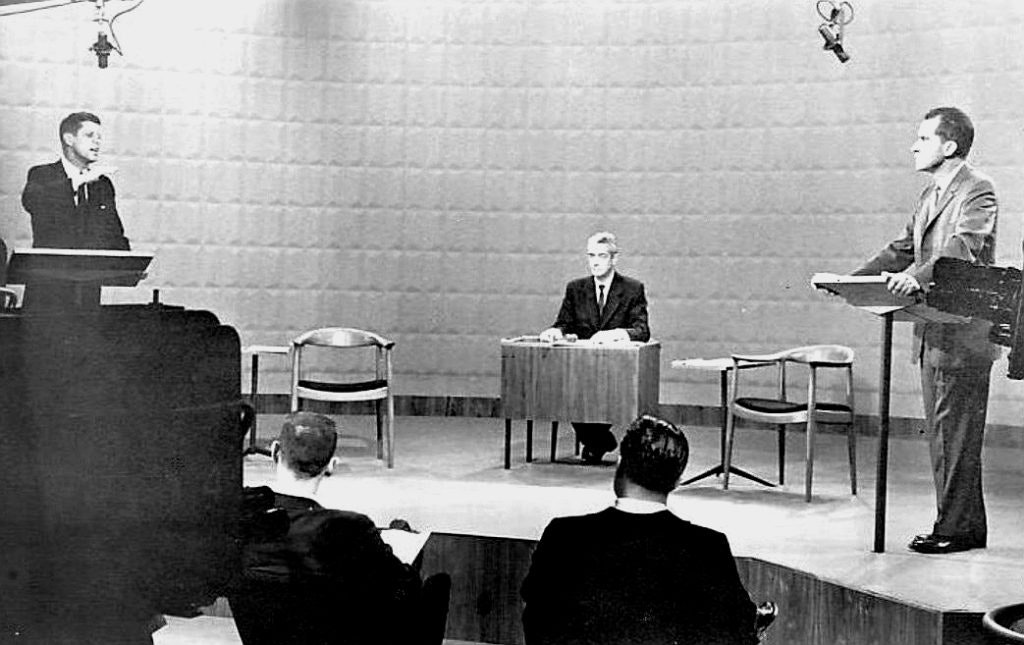 John F. Kennedy and Richard Nixon in the Presidential Debate at Chicago's CBS Studios