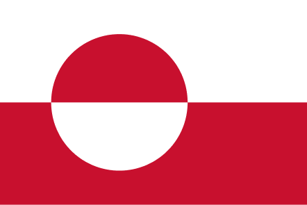 Flag of Greenland with two horizontal bars: white and red.