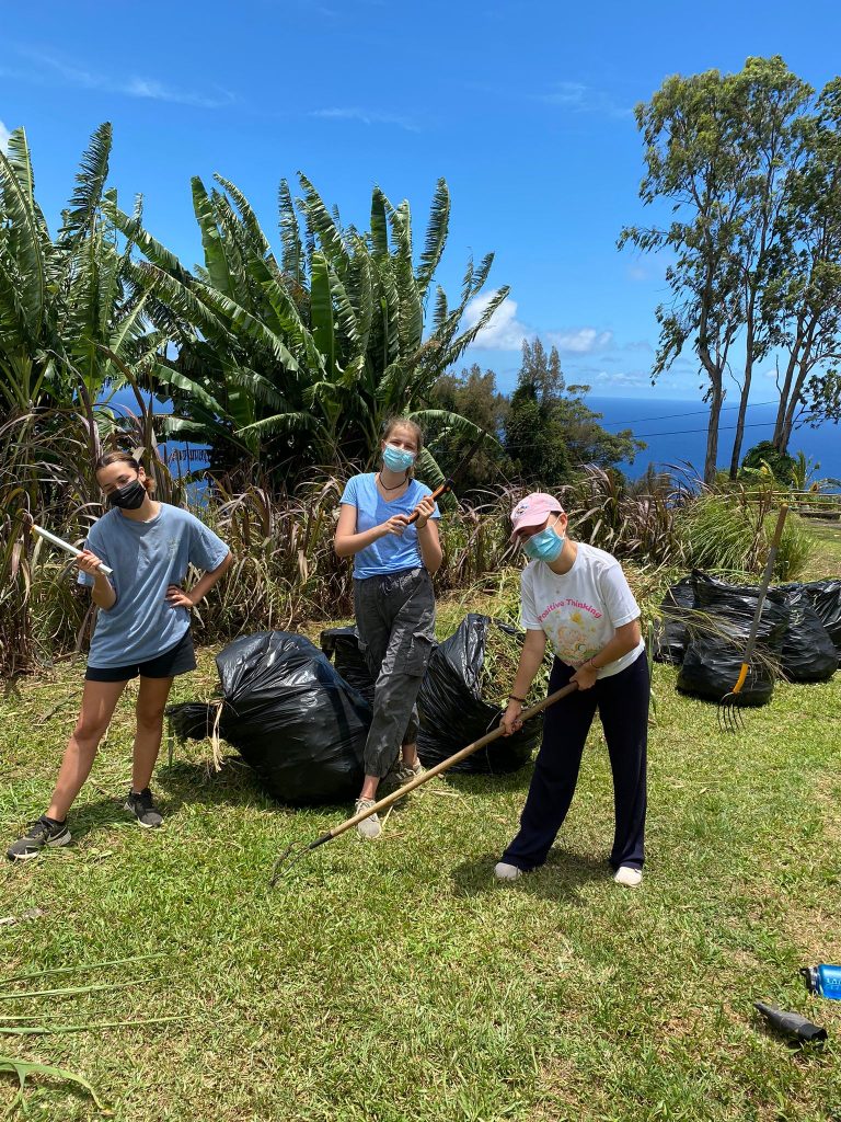 Students volunteering on Rustic Pathways Hawaii environmental service program