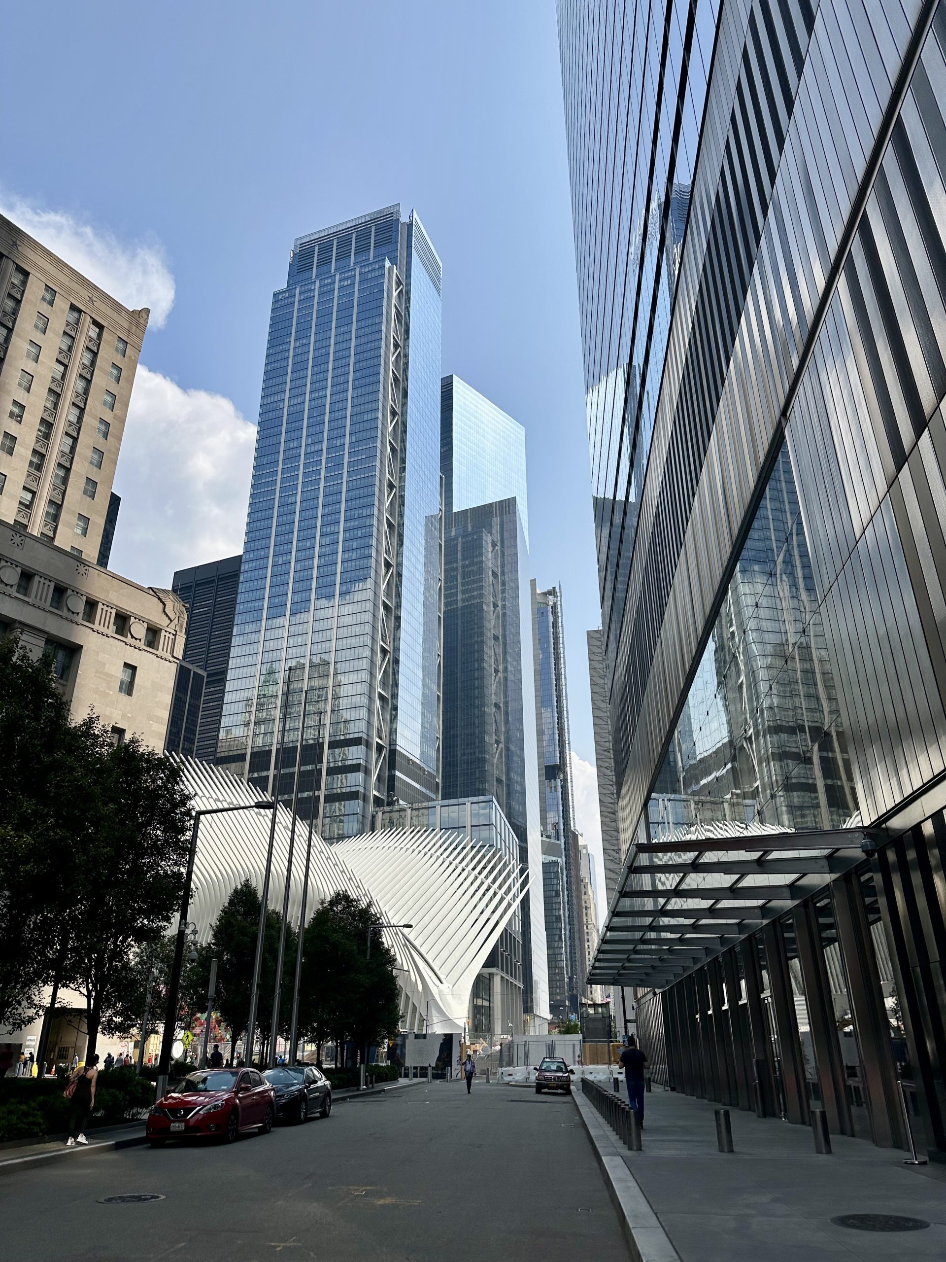 View of skyscrapers and the Oculus in Lower Manhattan, New York City.