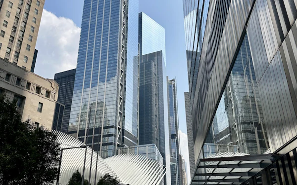 The Oculus and the towers at the World Trade Center site.