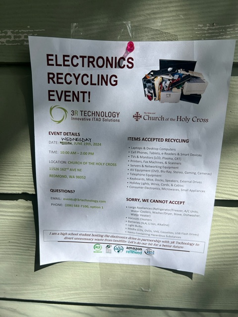 Flyer for electronics recycling event