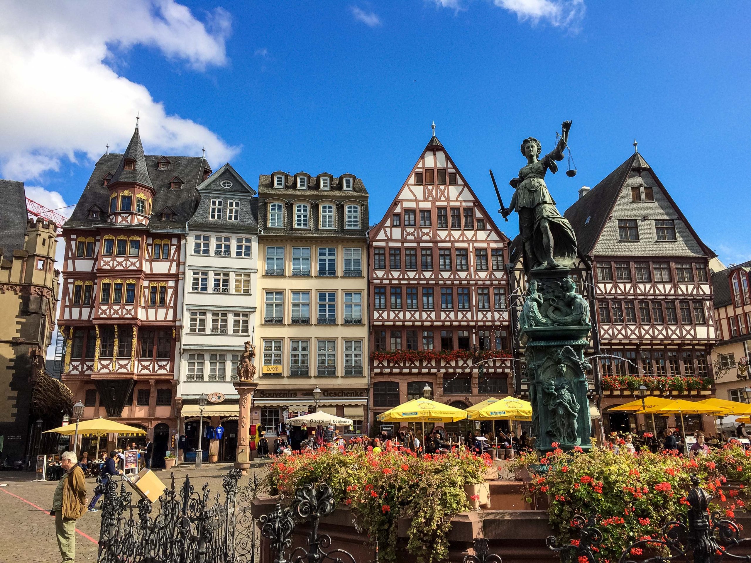 Colorful medieval buildings in Frankfurt’s Old Town