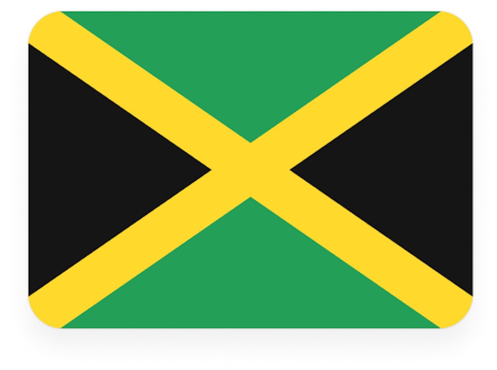 The flag of Jamaica featuring green, yellow, and black colors in a diagonal cross design.