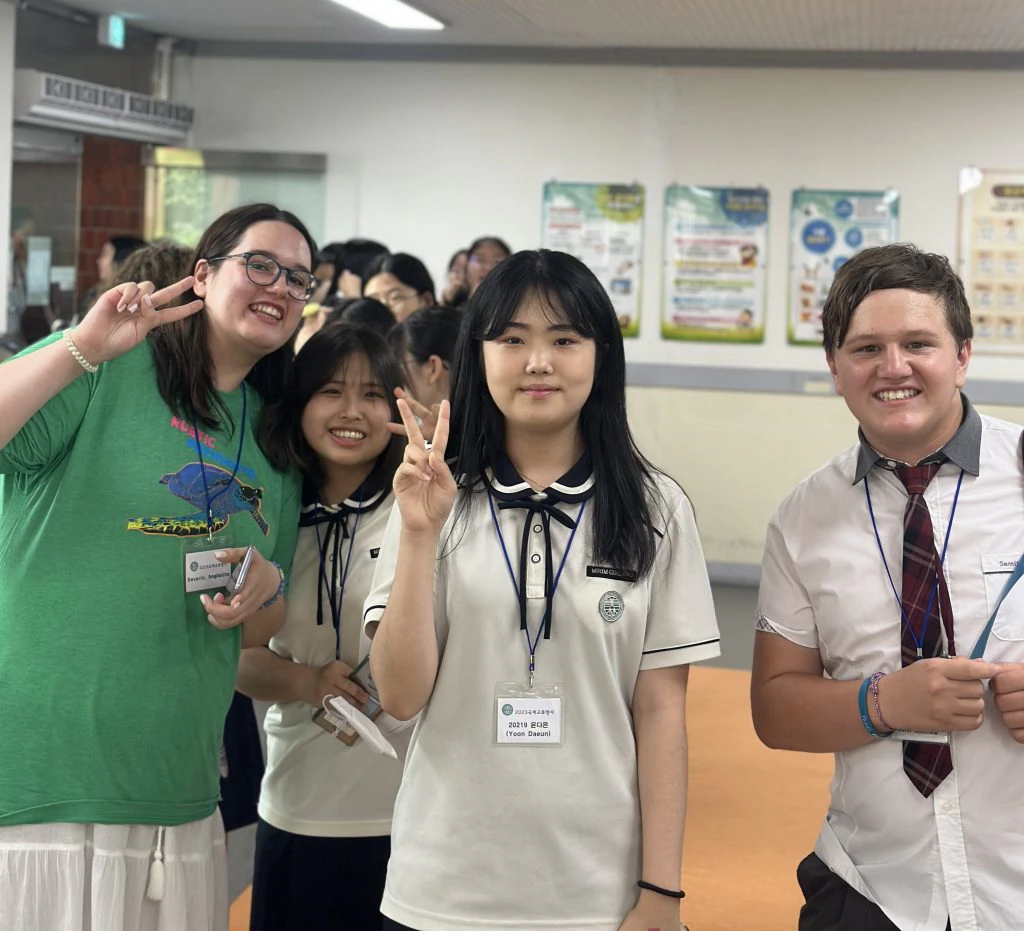 A Rustic Pathways student visiting a local high school in Seoul during her Rustic Pathways scholarship program