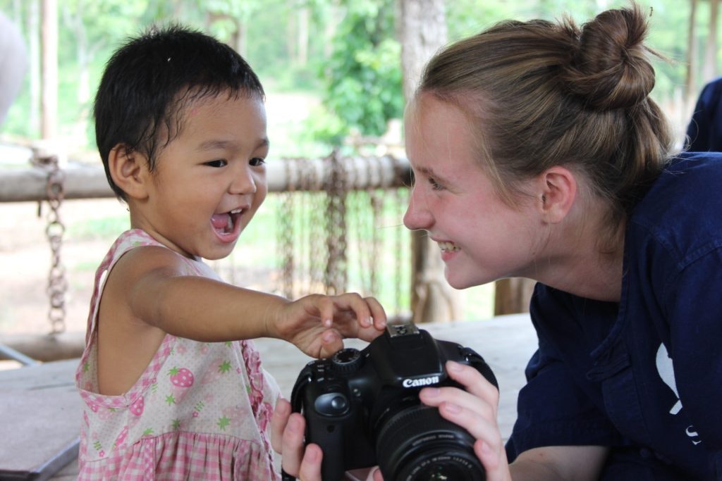 Kristen Gadbois with students abroad