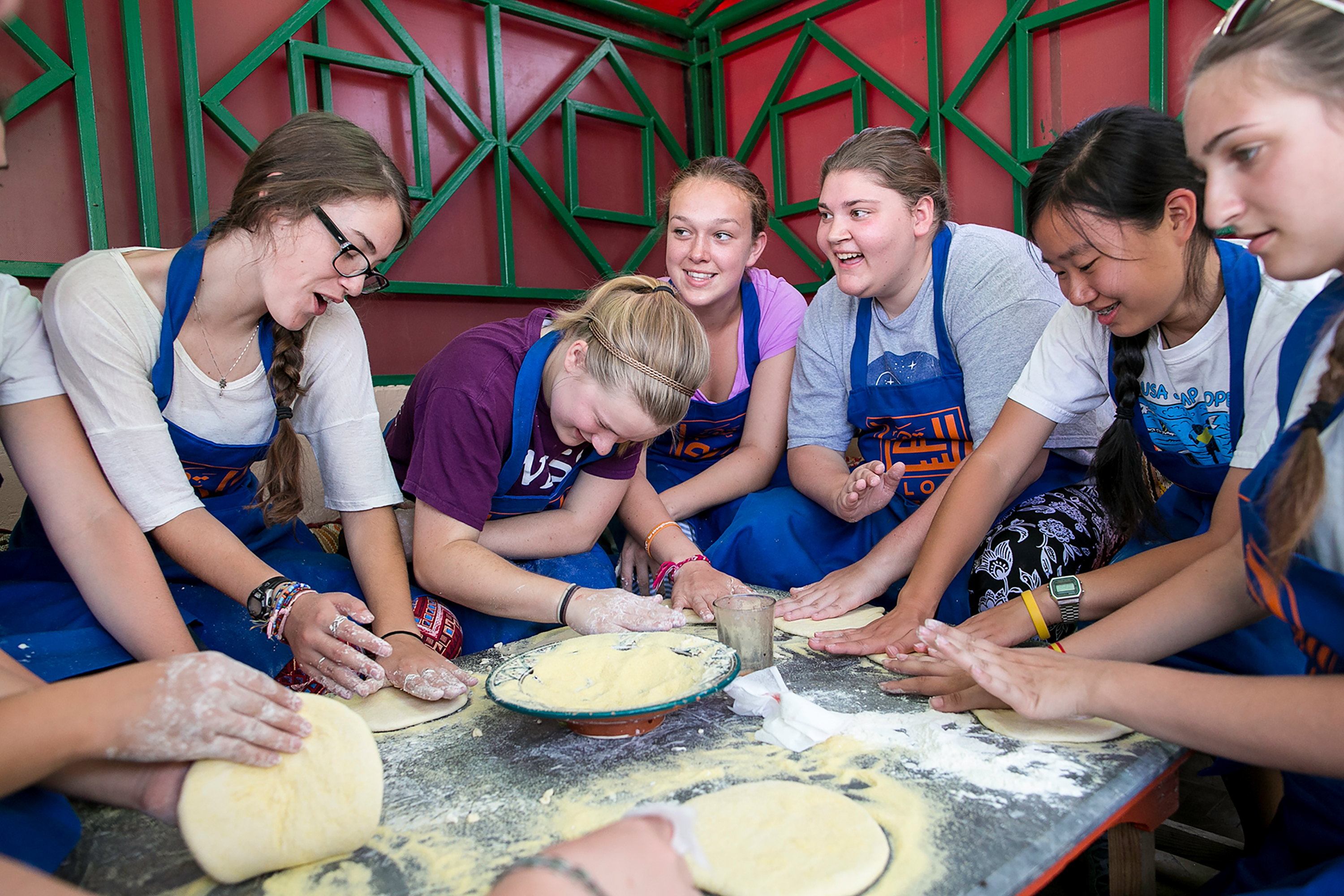 Students in a bread making class