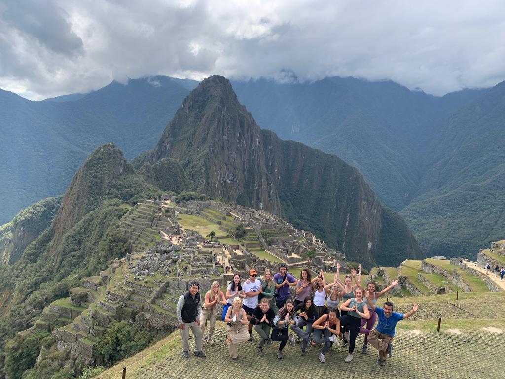 Students posing in Machu Picchu.