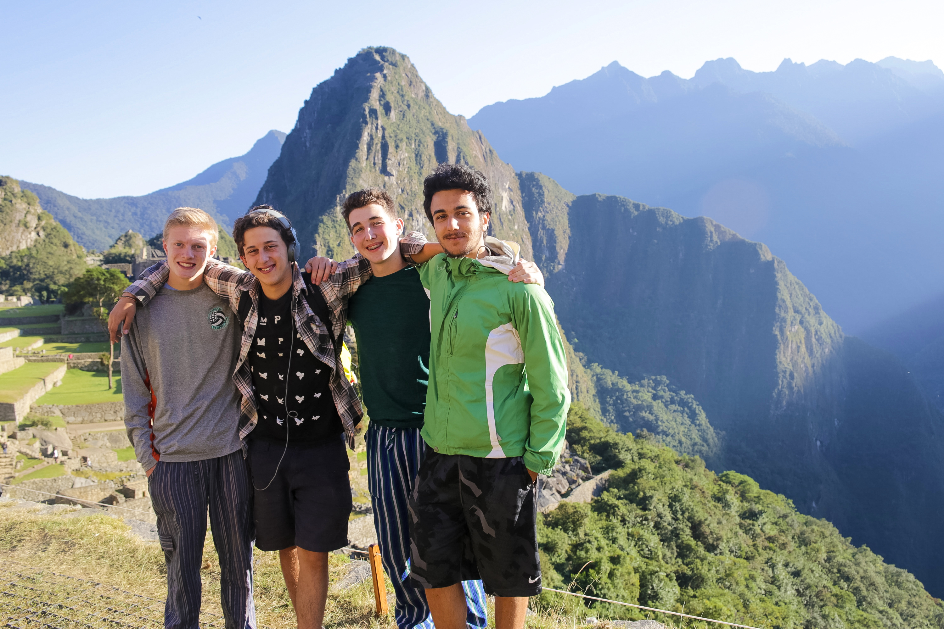 Boy in front of Machu Picchu