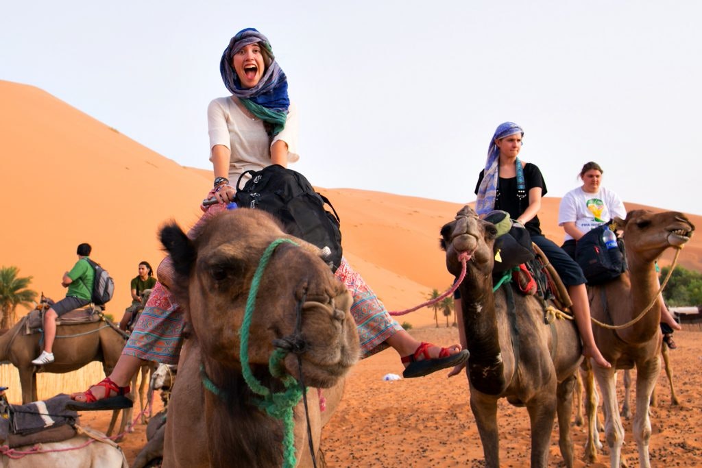 Having a blast while wandering the Sahara Desert in Morocco.