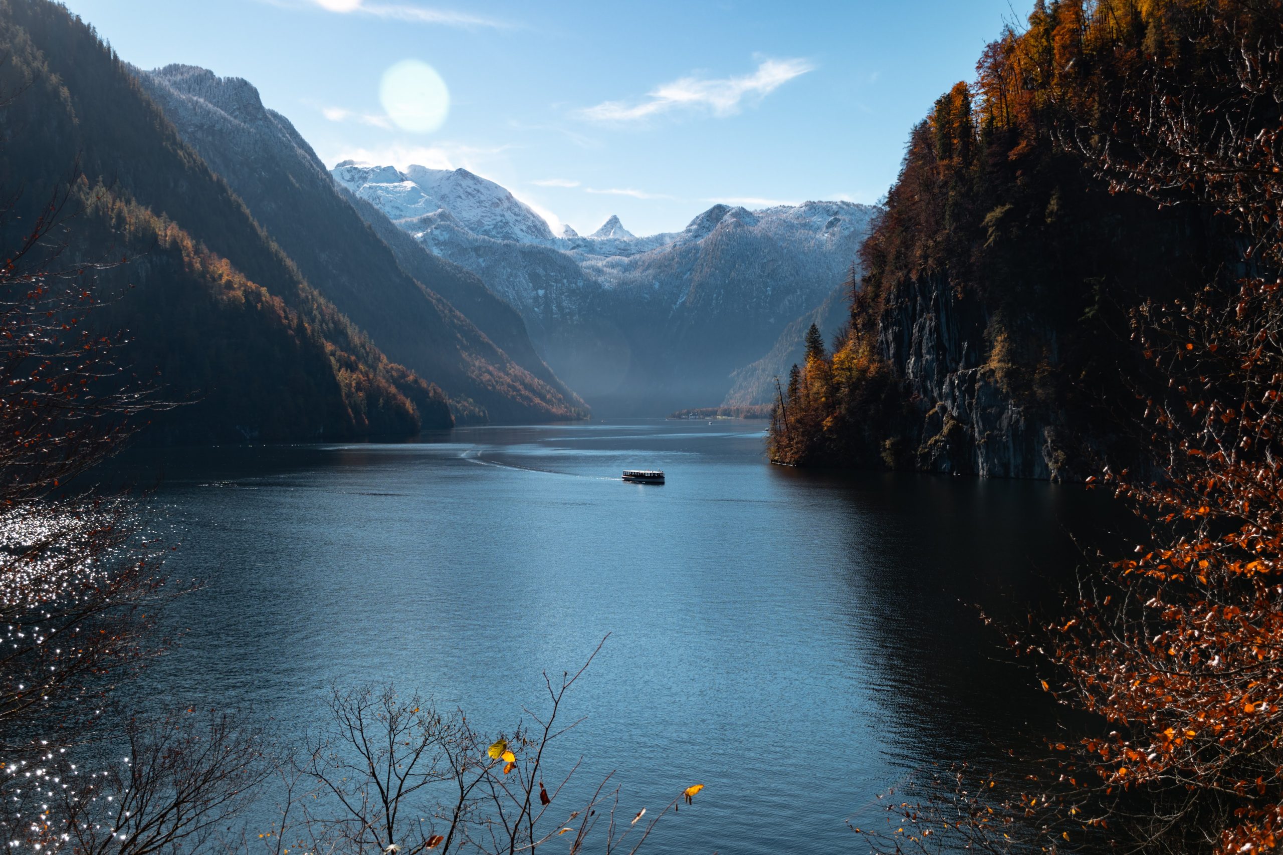 A large lake surrounded by mountains in Germany.