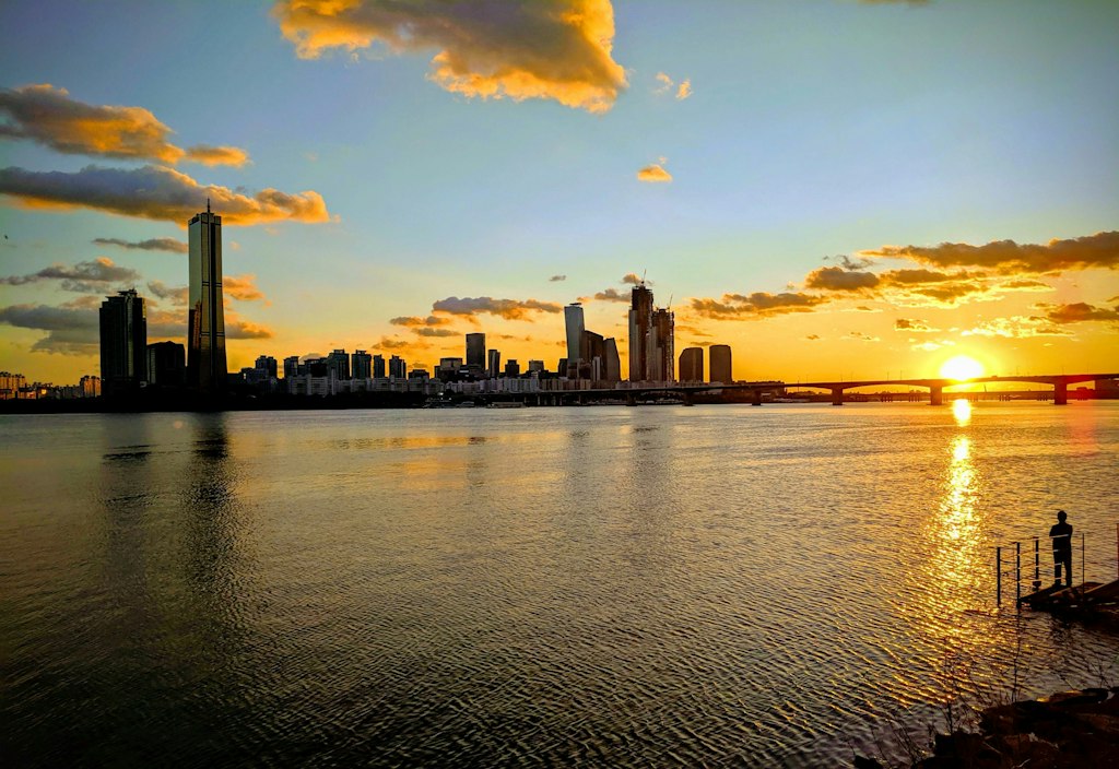 Han River in Seoul by sunset.
