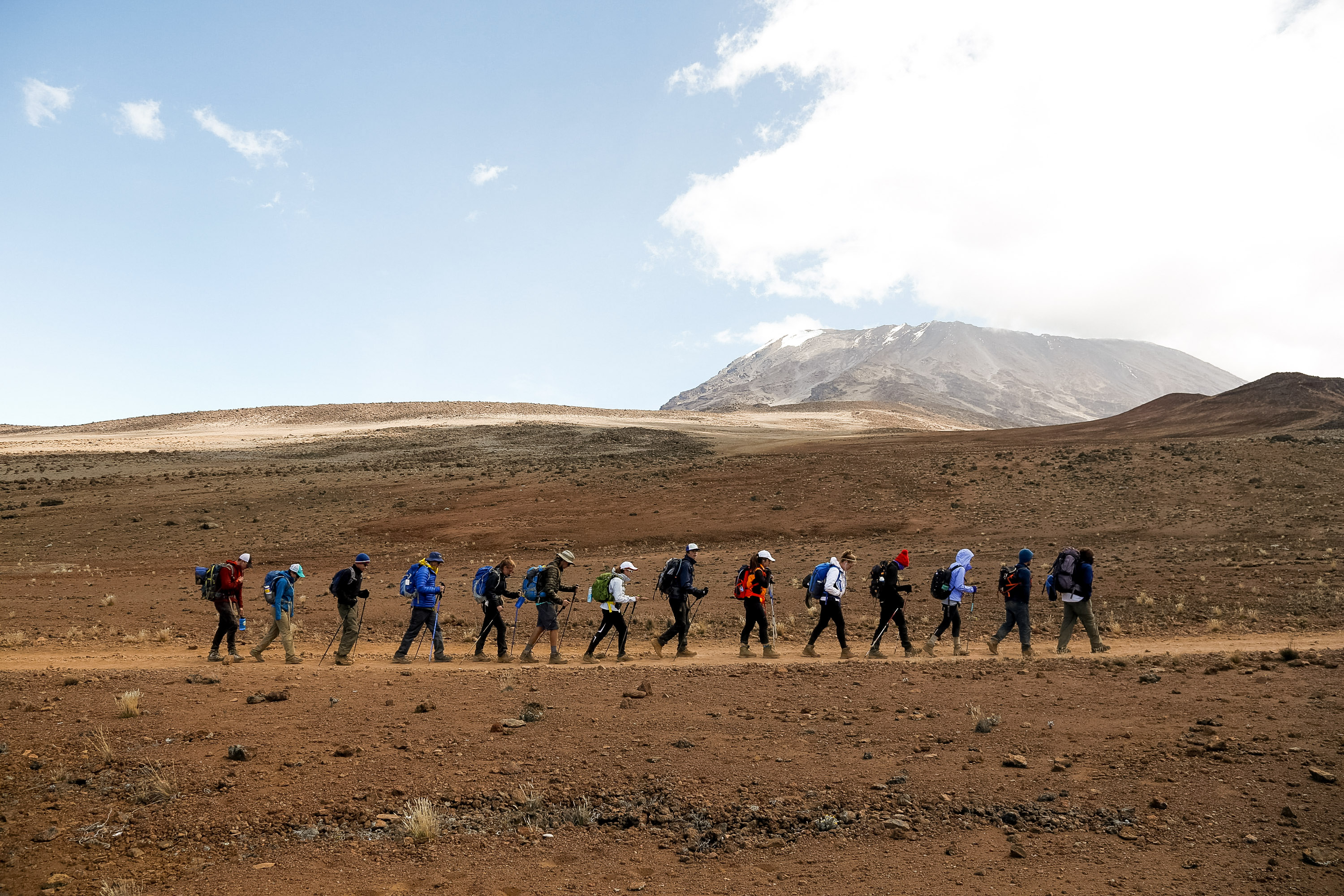 Rustic Pathways students hiking Mt. Kilimanjaro