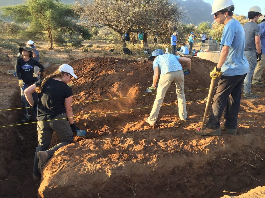Working on a field.