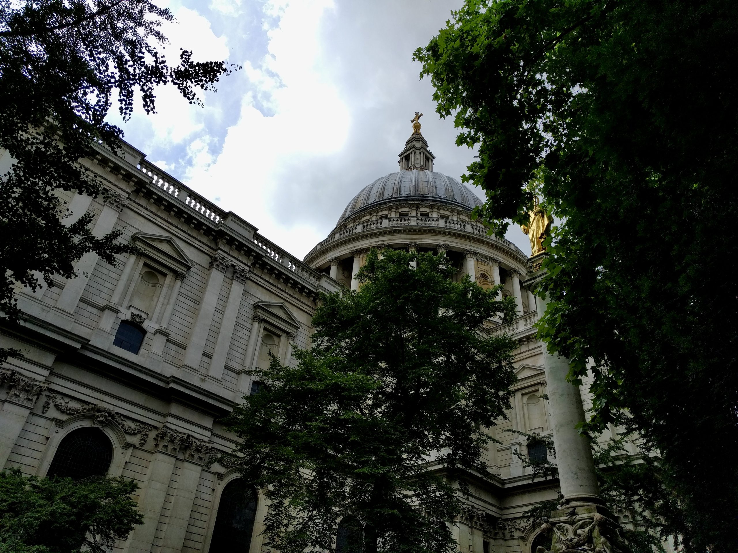 St Paul's Cathedral dome viewed through surrounding trees