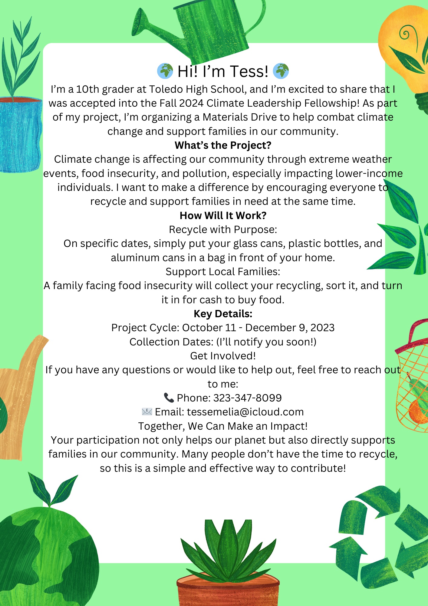 Tess Guralnick - Helping the Earth & Helping Others: A Community-Based Recycling Initiative - Image 1