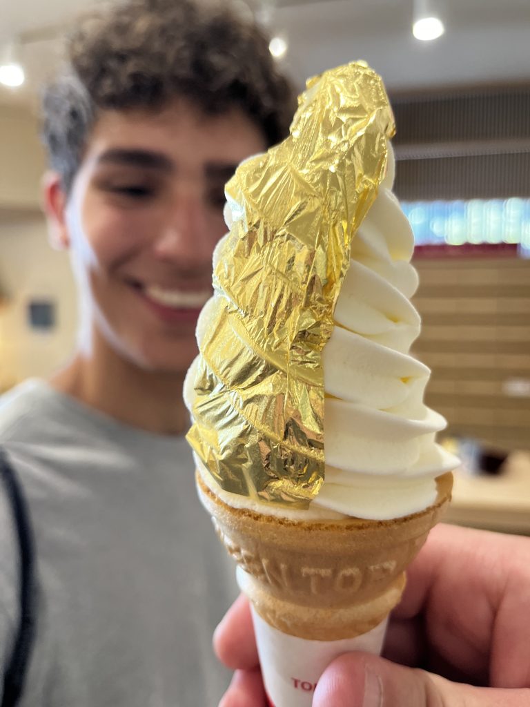 Gold leaf soft-serve ice cream in Kanazawa