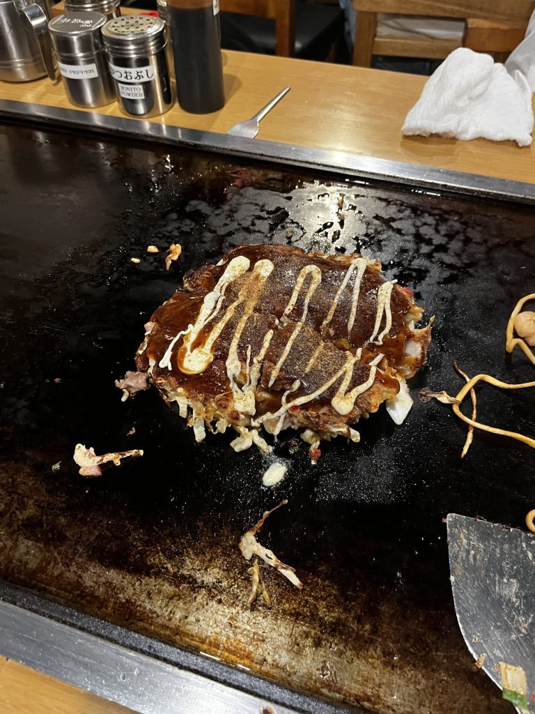 Japanese okonomiyaki during the Tokyo to Seoul program