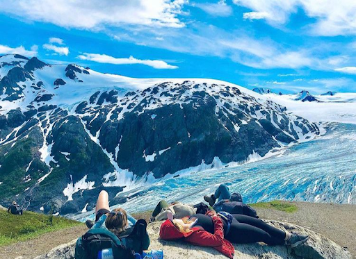 Students relaxing in Alaska