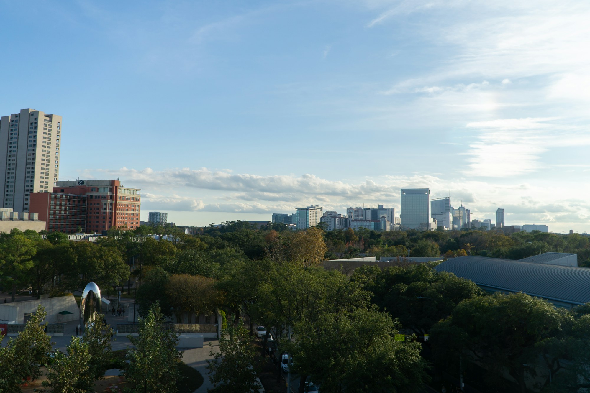 The Houston Museum District from the roof of the Glassell School of Art.