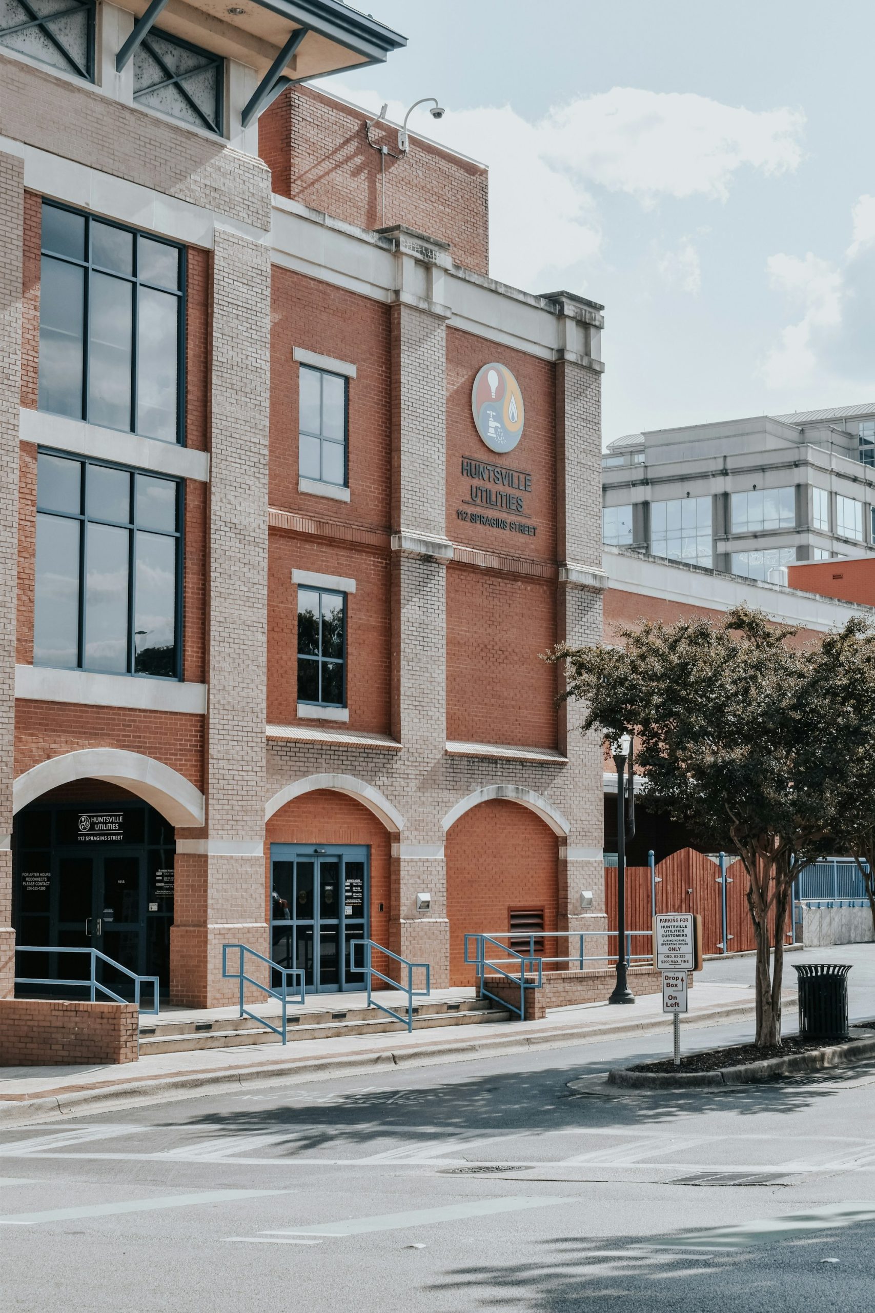 A brick commercial block in downtown Huntsville, Alabama.