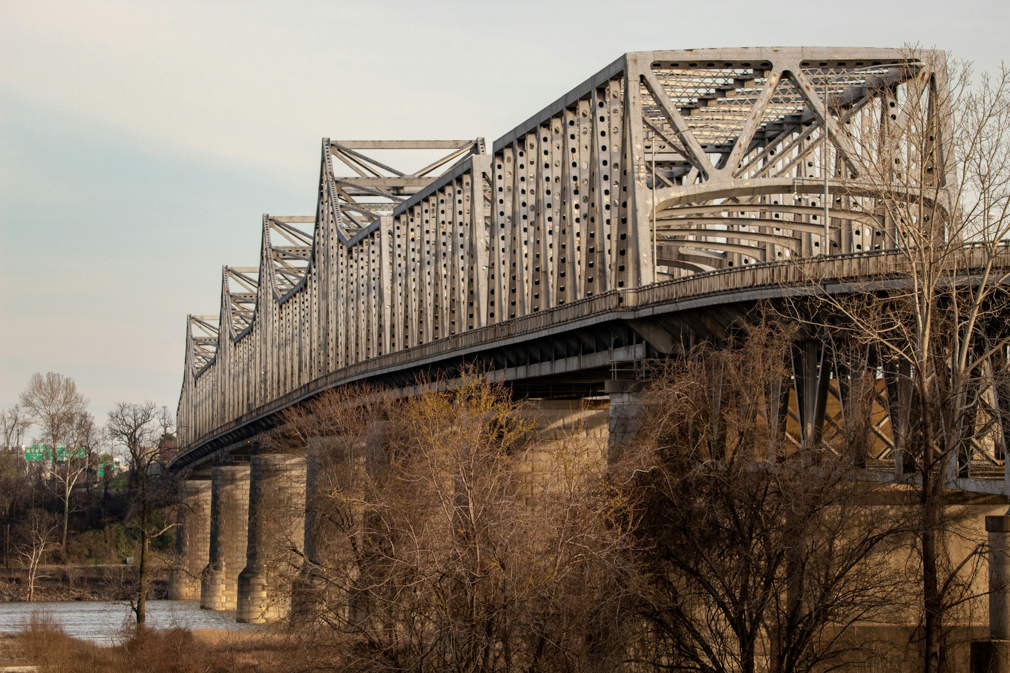 A steel bridge across the Mississippi at Memphis.
