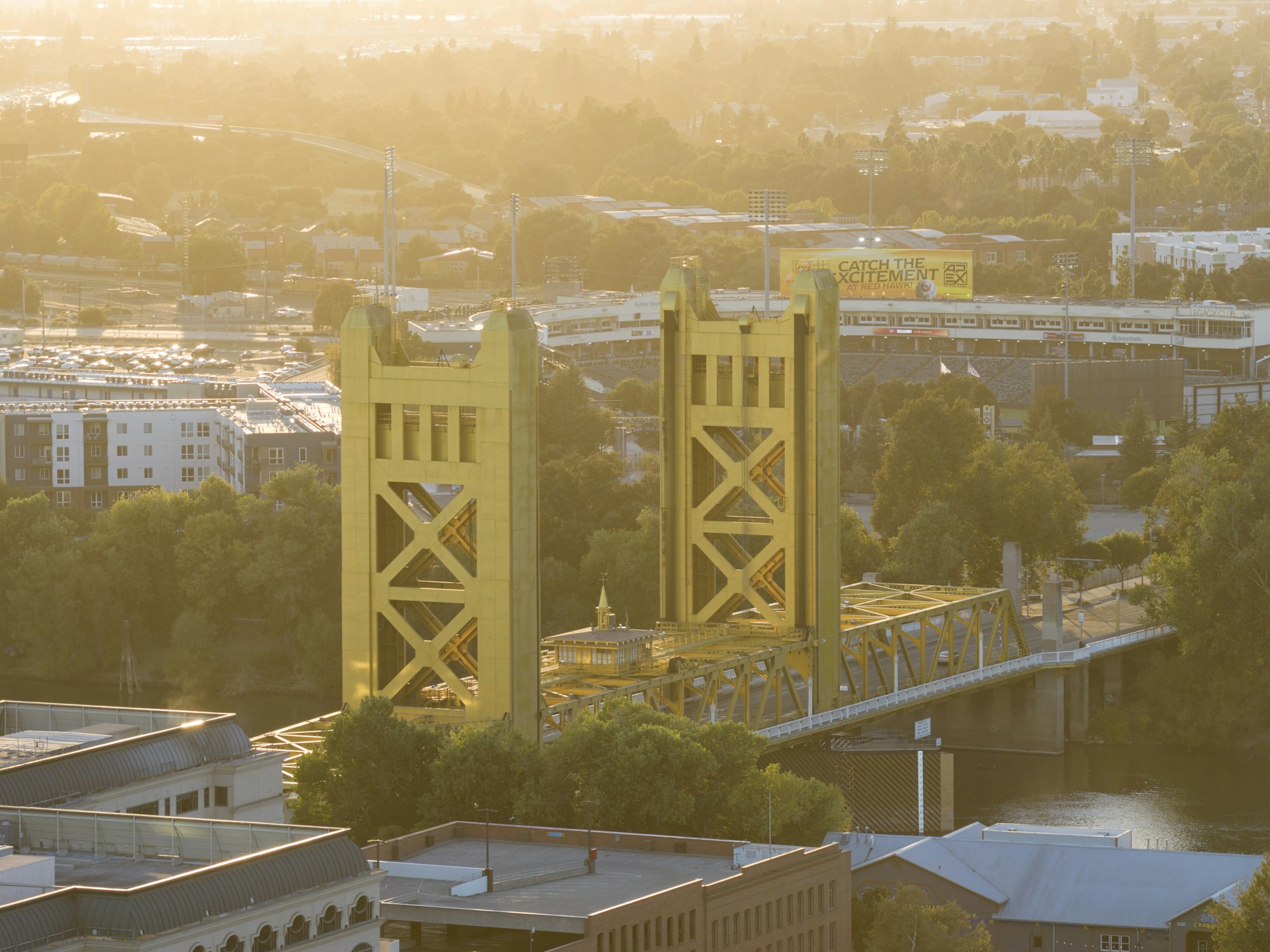Tower Bridge beside Old Sacramento on the Sacramento River.