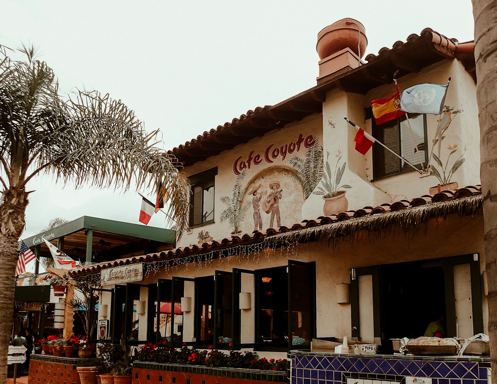 An adobe building with a balcony in Old Town San Diego.