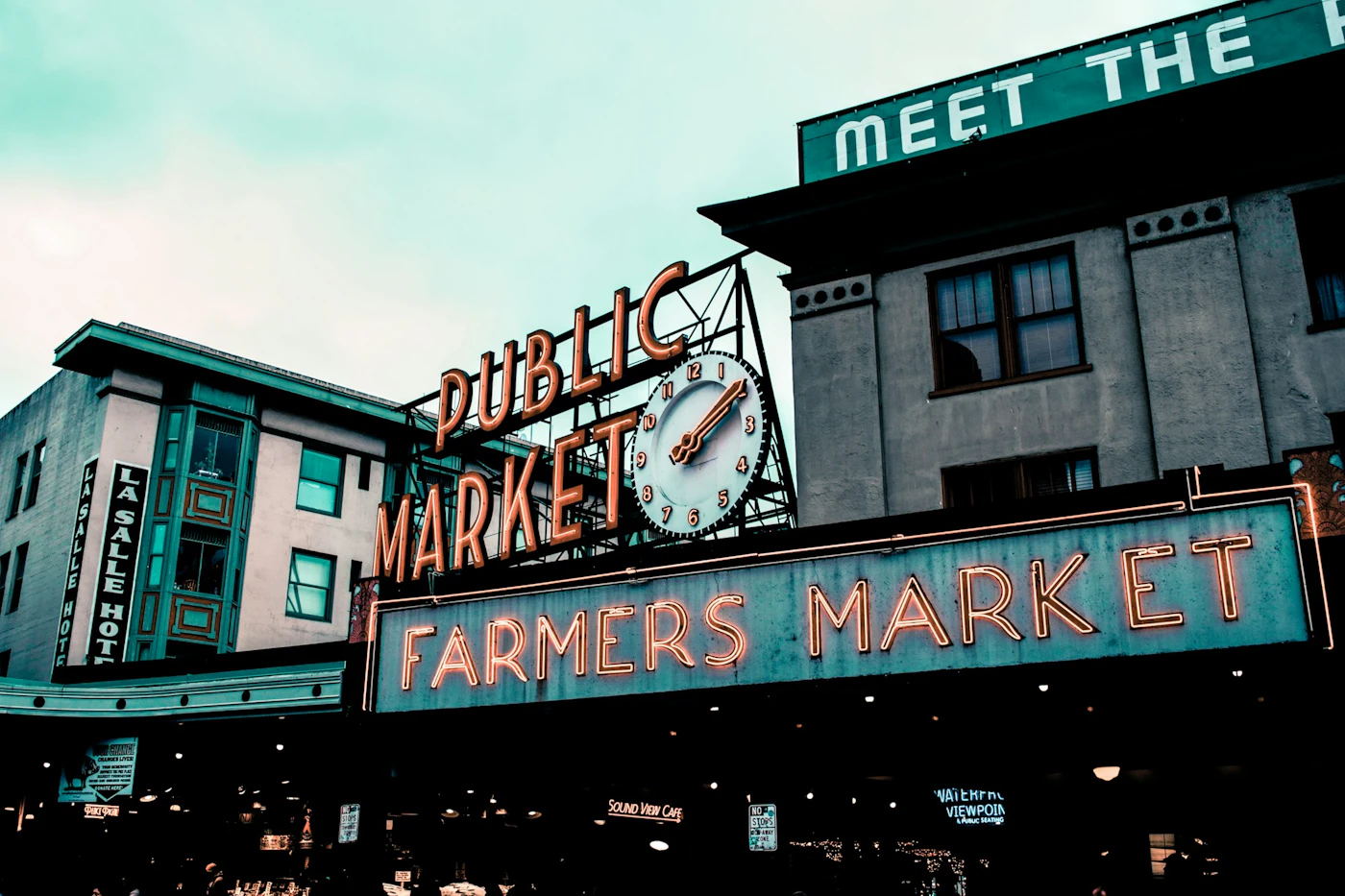Pike Place Market, where students investigate food budgets and the local economy.