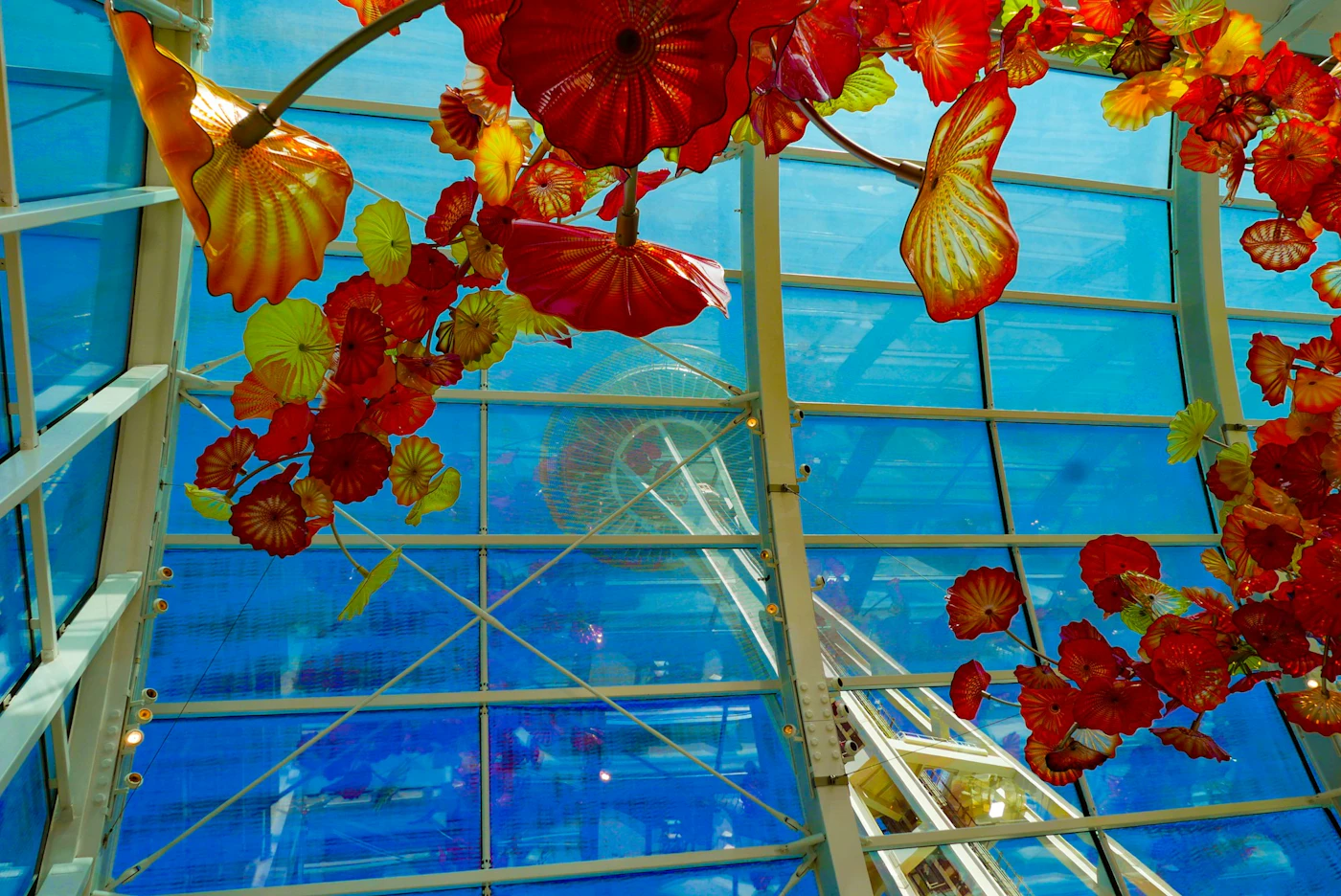 Colorful glass sculpture at Chihuly Garden and Glass in Seattle.