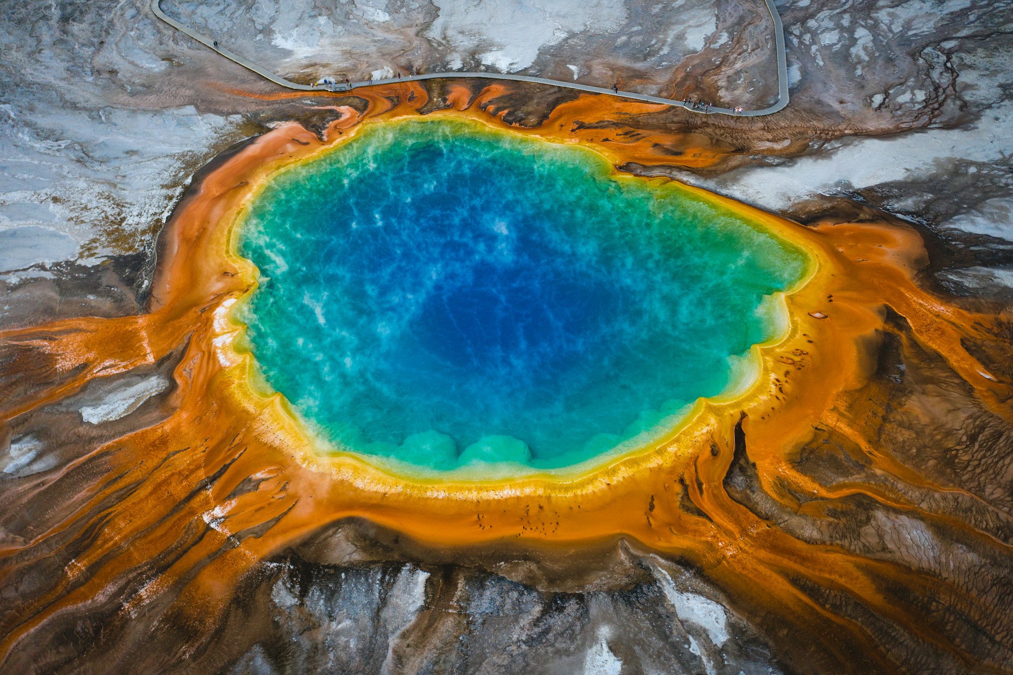 Grand Prismatic Spring in the Midway Geyser Basin, Yellowstone.