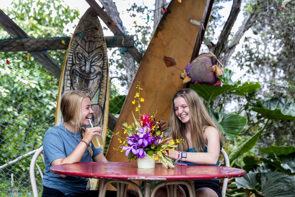 Two teen travelers enjoying a break in Hawaii