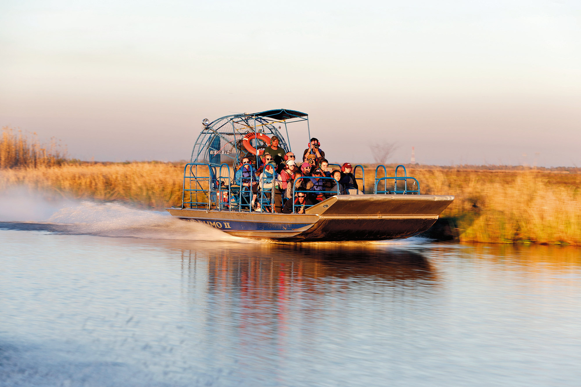 Students on a boat in New Orleans