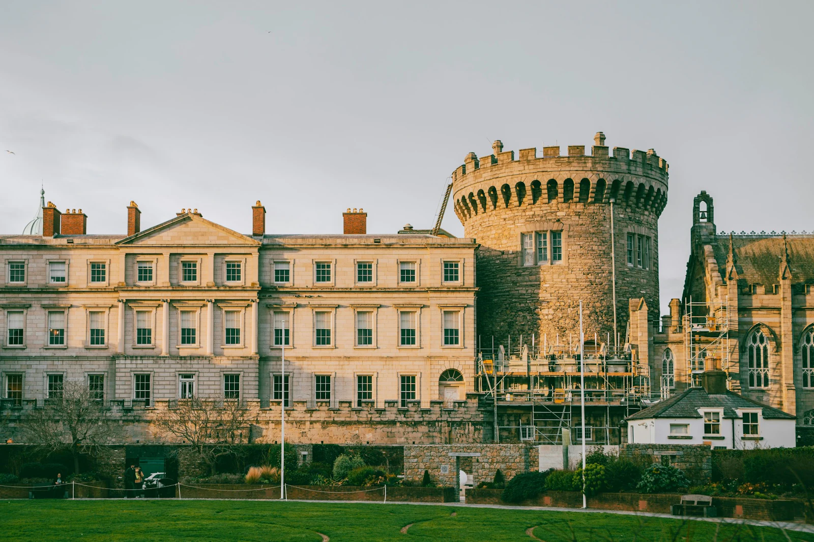 The Georgian state apartments and round medieval Record Tower of Dublin Castle in Dublin, Ireland