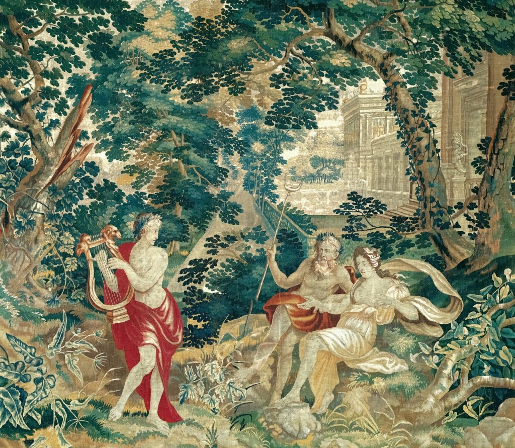 Tapestry depicting ancient figures and mythological scenes, highlighting Bulgaria’s rich history.