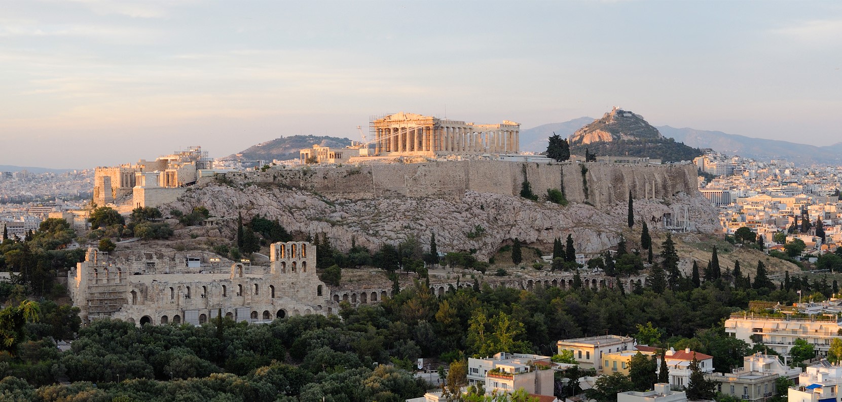A view of the Acropolis in Athens, Greece.