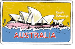 Rustic Pathways Australia sticker, used to mark a travel day