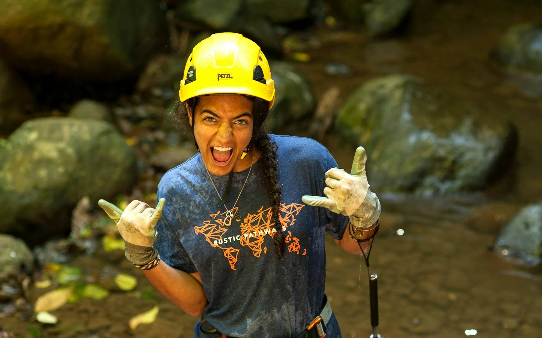 Student on one of the best gap year programs USA, geared up for an outdoor canyoning adventure.