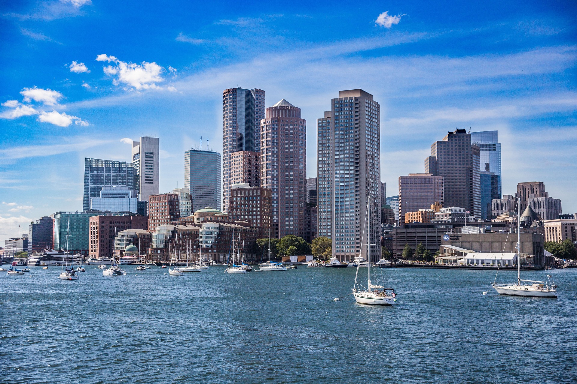Boston’s downtown skyline across the harbor.