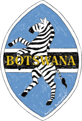 Illustrated Botswana sticker: a zebra standing on a pale blue oval.